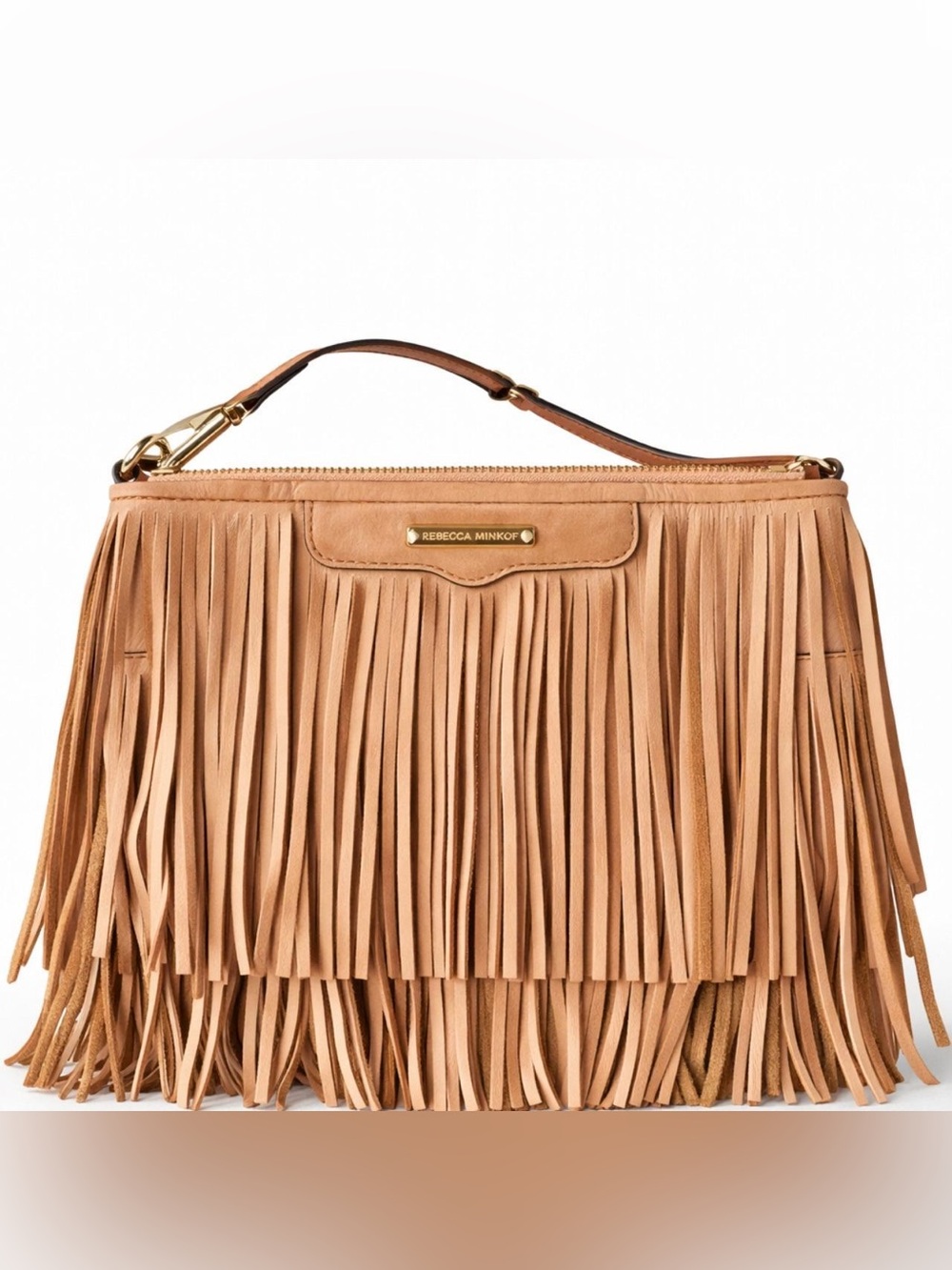 Fringe Leather Tan Rebecca Minkoff Clutch